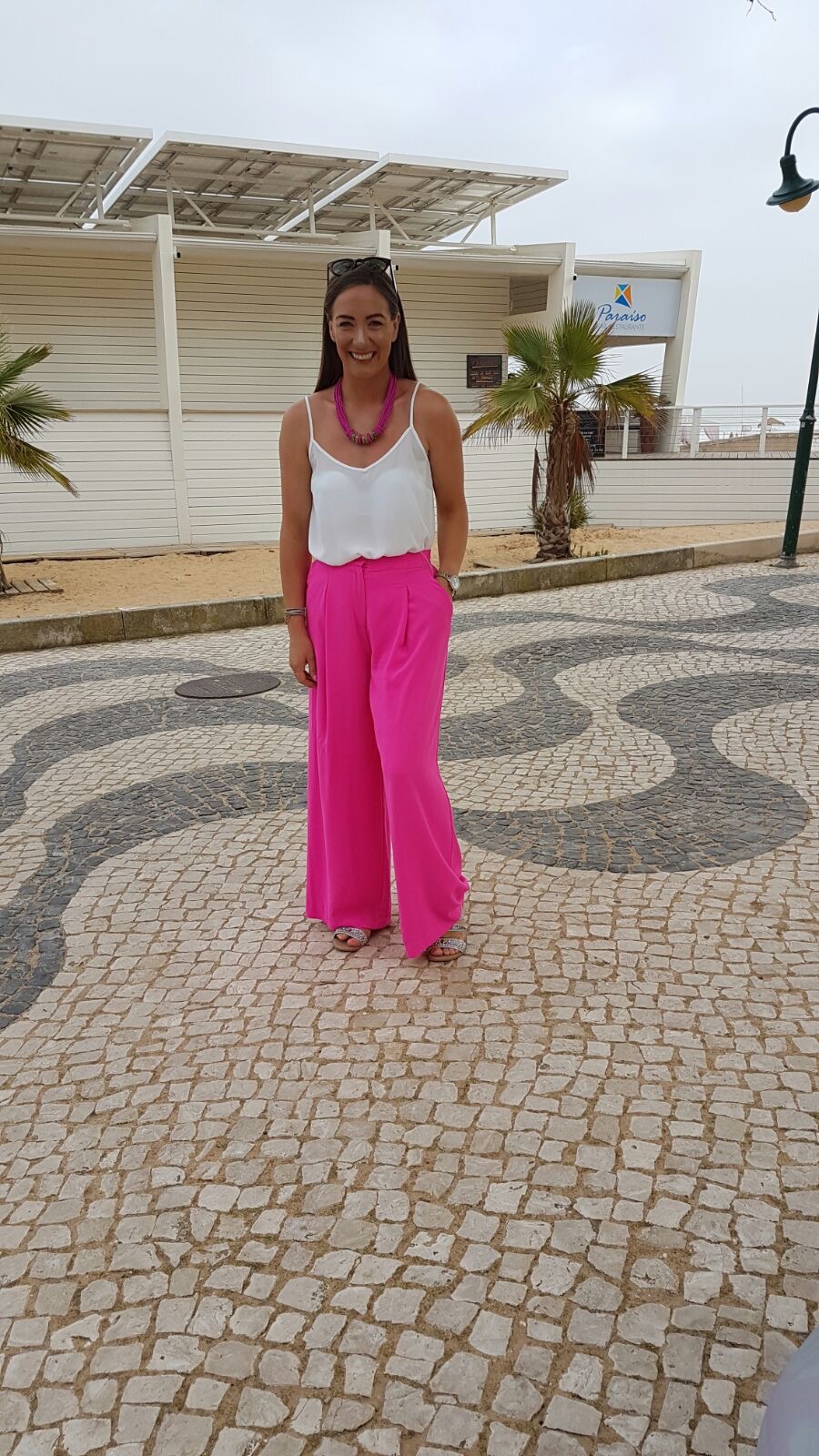 Top: Penneys (Similar here) Trousers: River Island - See here Sandals: River Island - See here Necklace: Old old old (bought on honeymoon in Mexico!)