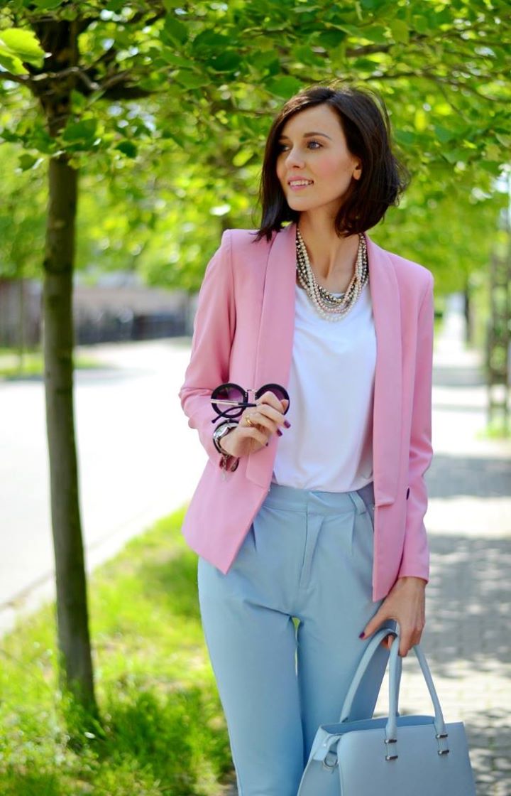 Light Blue Blazer with Pink Pants